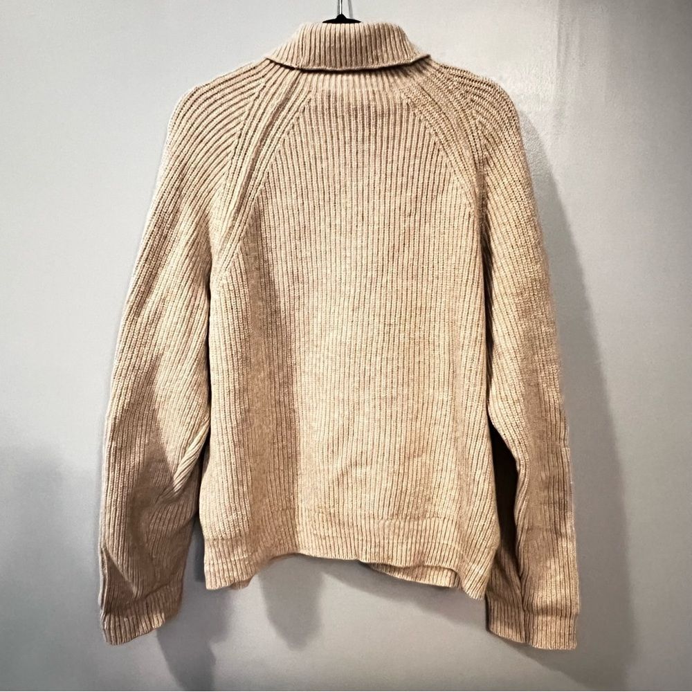 Victoria Beckham RARE Lambswool Military Patch Sleeve Jumper Sweater Luxe Tan M - Picture 5 of 7